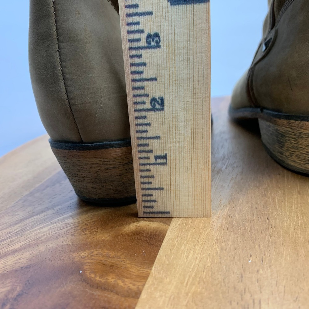Santa Fe Leather Western Boots Women's 11M Tan Pull-On Mid Calf Cowboy - Picture 6 of 16
